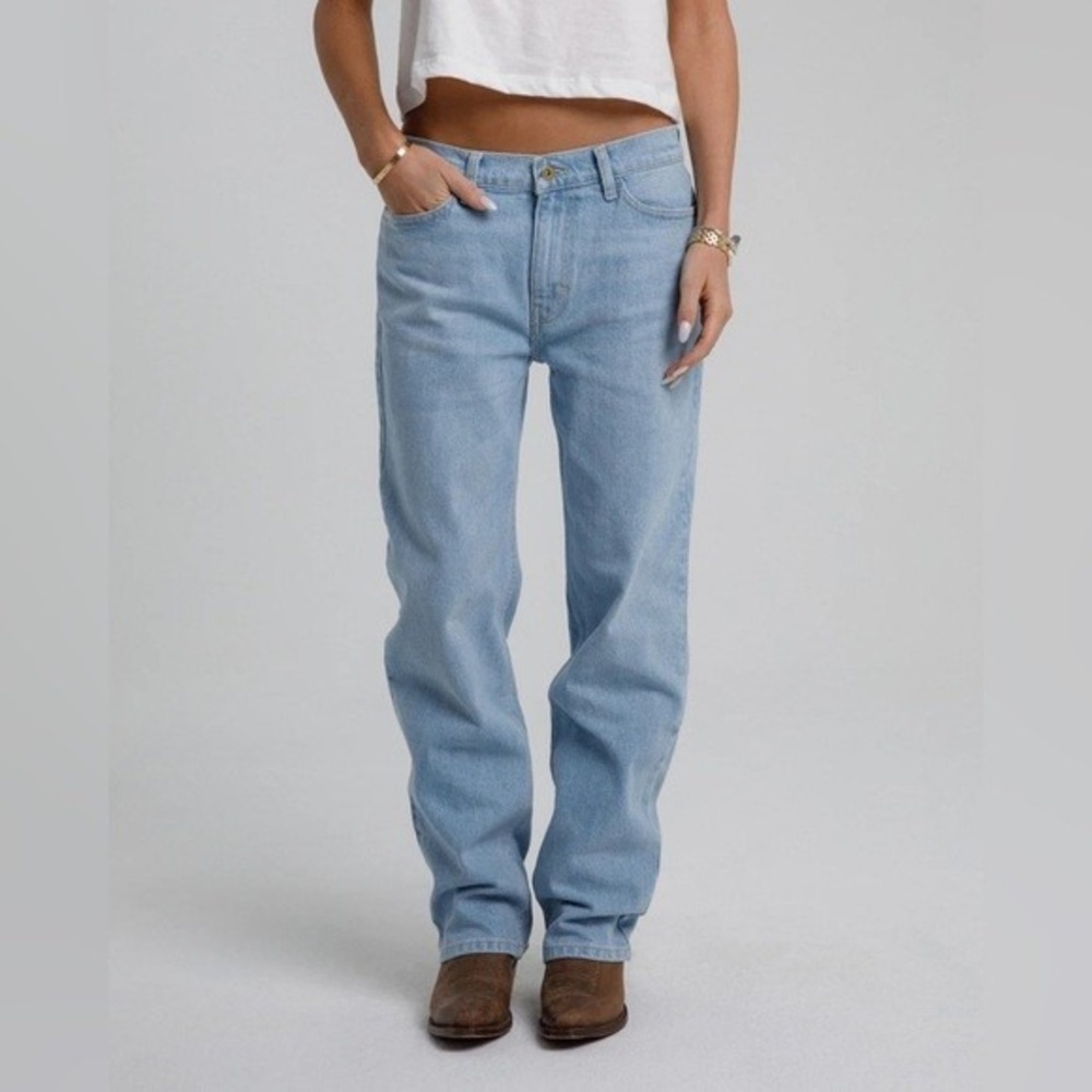 Dairy Boy Light Wash Straight Leg Jeans Custom Cowboy Hat Embroidery Size 27